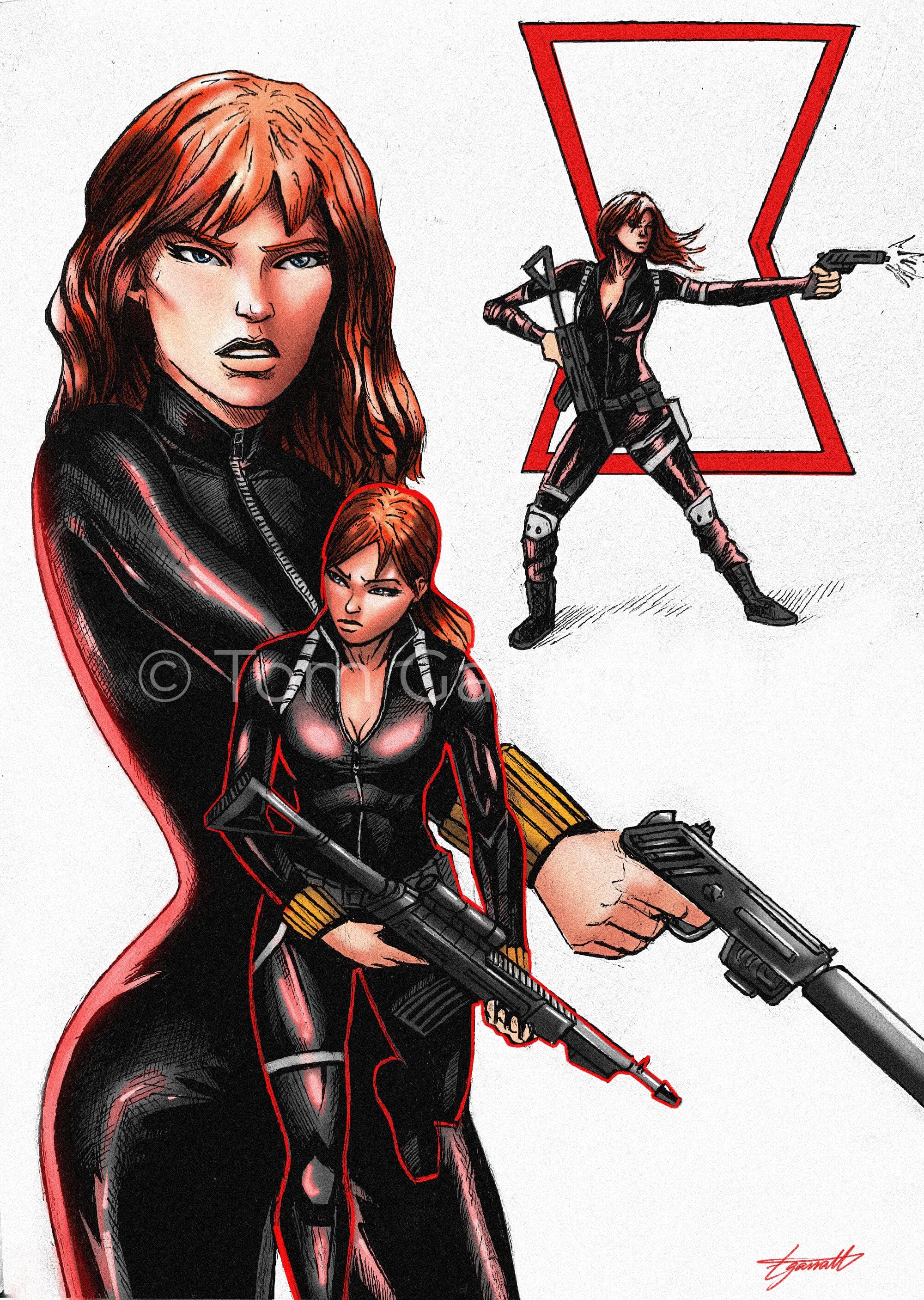 BLACK WIDOW - Pen Art Print
