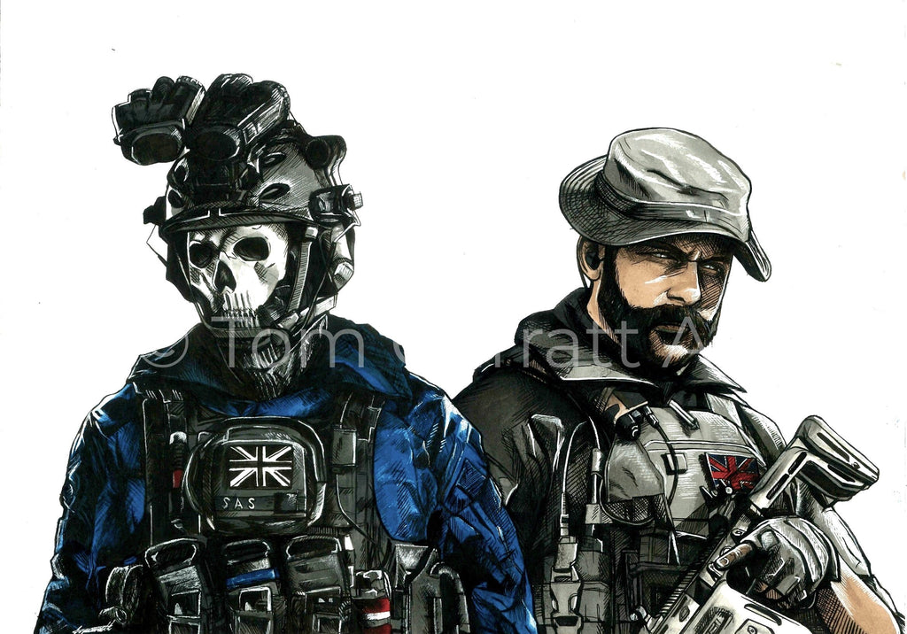 CAPTAIN PRICE & GHOST COD - Pen Art Print