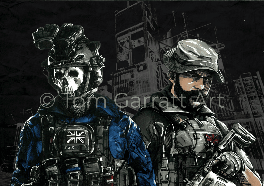 CAPTAIN PRICE & GHOST COD - Pen Art Print