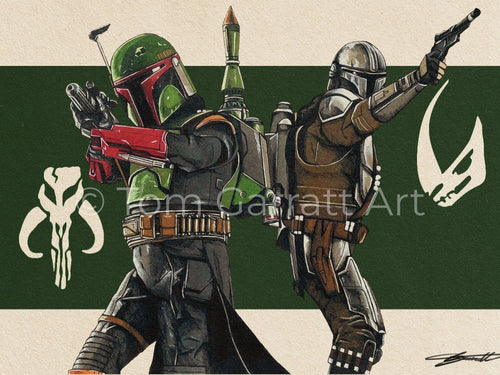 BOBA FETT & THE MANDALORIAN - Pen Art Print